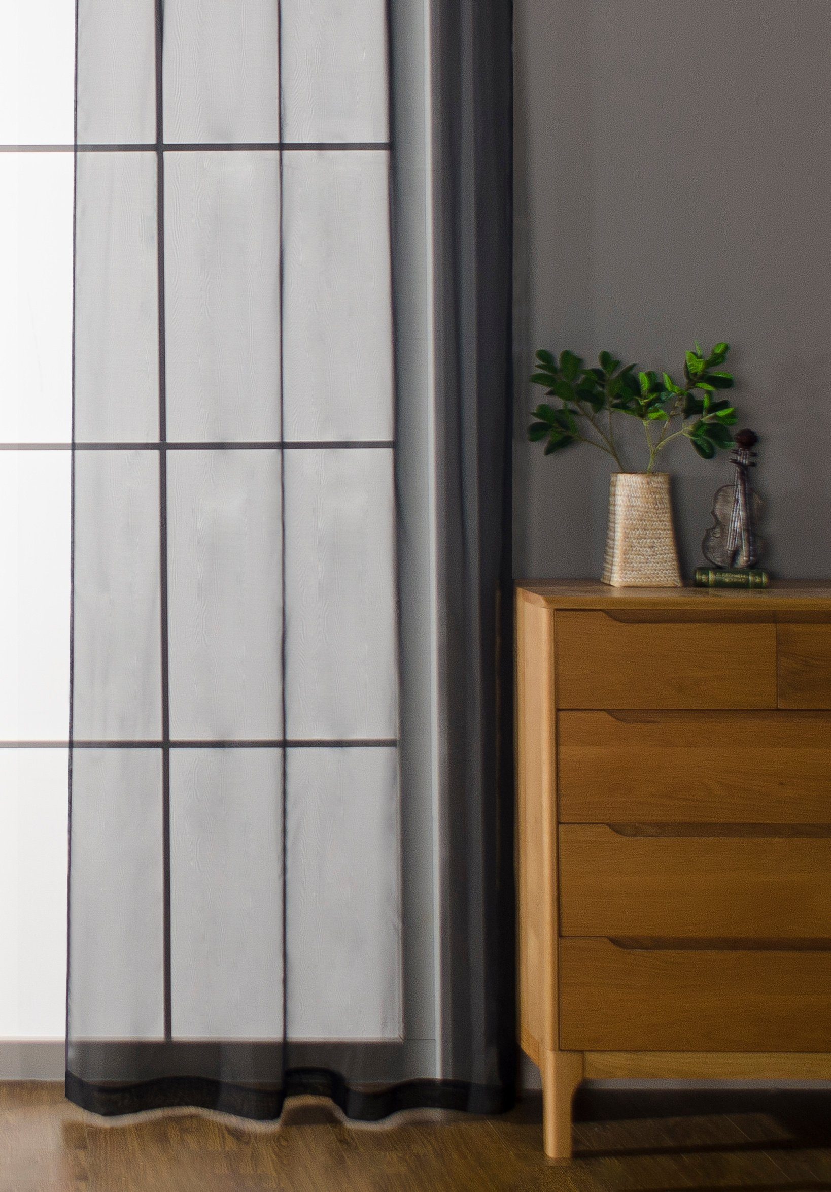 Gardinenbox Gardine (2 St), Ösen, transparent, Voile