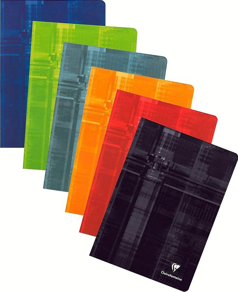 CLAIREFONTAINE Schulheft Schreibheft A4 90g/qm liniert mit Rand 48 Blatt sortierter Einband