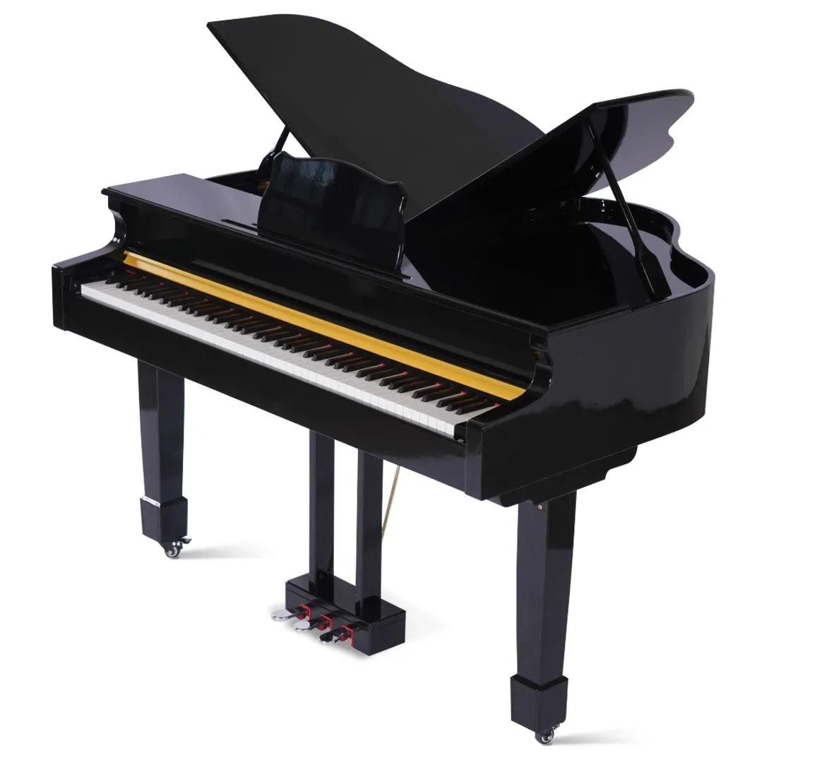 JVmoebel Flügel Klavier Schwarzes Digitalpiano im Hochglanz-Design mit Klangoptionen (1-St., Maße Flügel), Made in Europe
