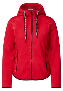 Cecil Sweatjacke Cecil Fleecejacke im Materialmix in Strong Red (1-tlg) Taschen