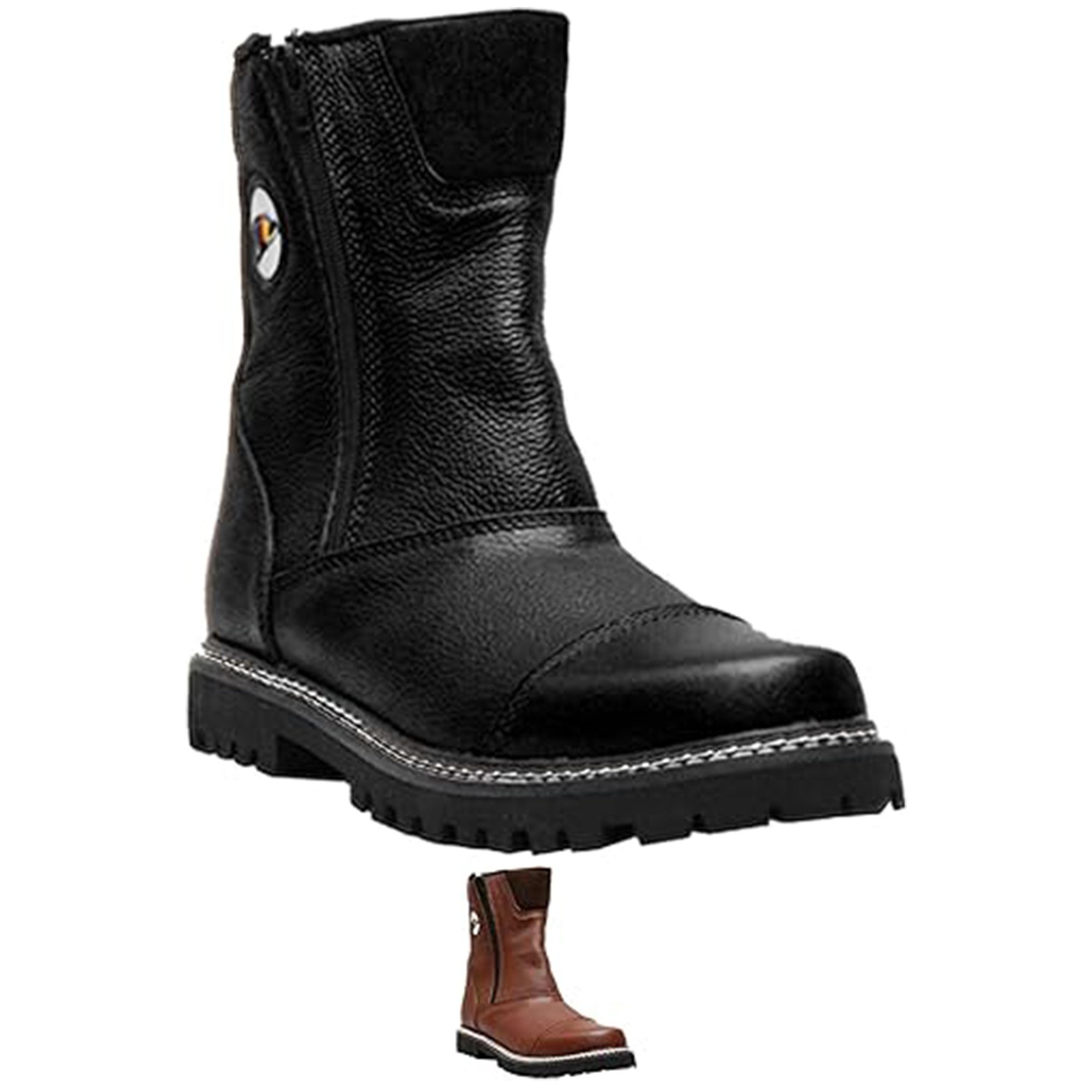 German Wear 20766 Schnürboots Stiefeletten Lederschuhe mit Reißverschluss echtleder Schuhe