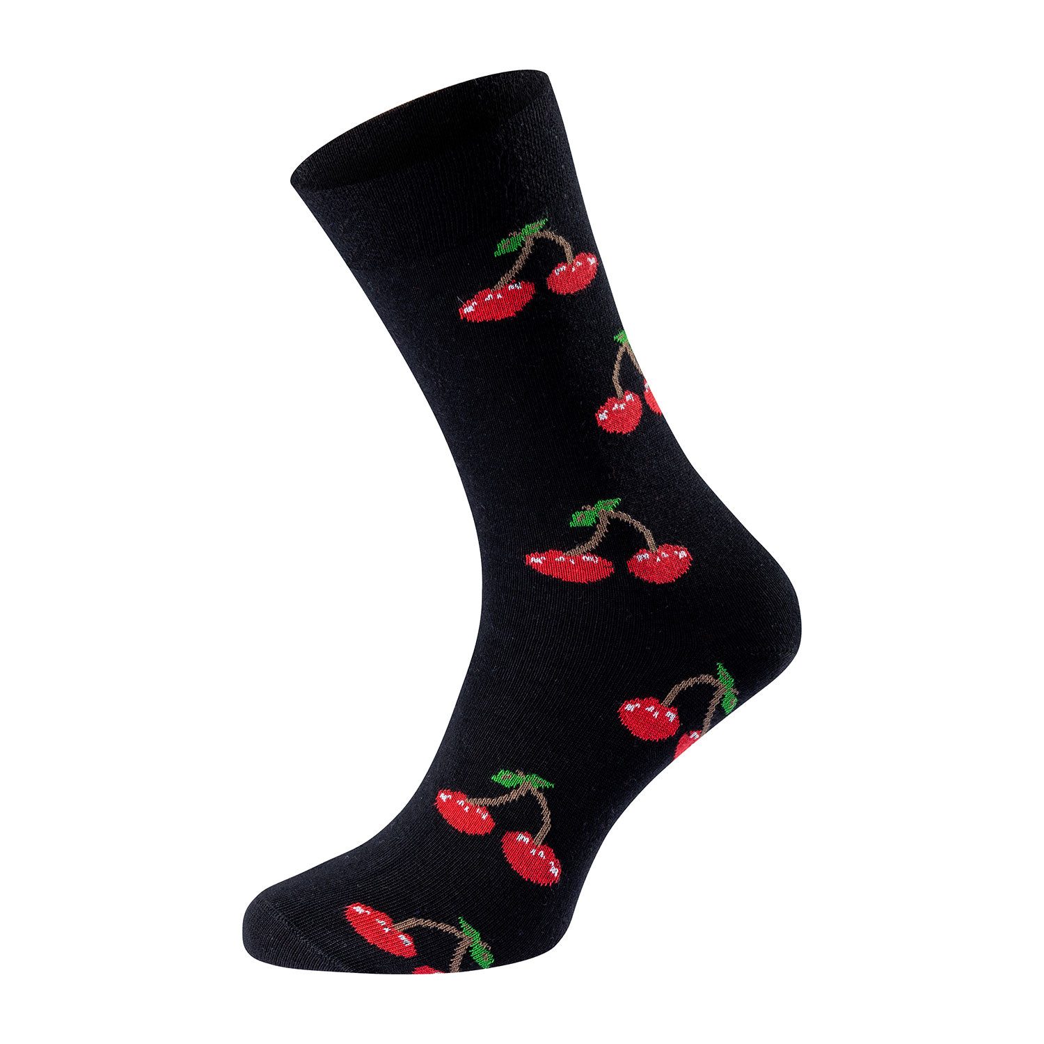 Chili Lifestyle Freizeitsocken CHERRY Lustige Socken mit Spruch Banderole als Geschenksocken (Paar, 1-Paar, Mit Spruchbanderole) Weichbund ohne Gummidruck – Bild 3 von 4