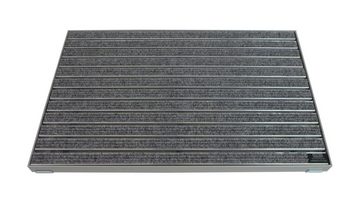 Fußmatte Emco Eingangsmatte DIPLOMAT + Rahmen 25mm Aluminium, Rips Hellgrau, Emco, rechteckig, Höhe: 25 mm, Größe: 600x400 mm, für Innen- und überdachten Außenbereich