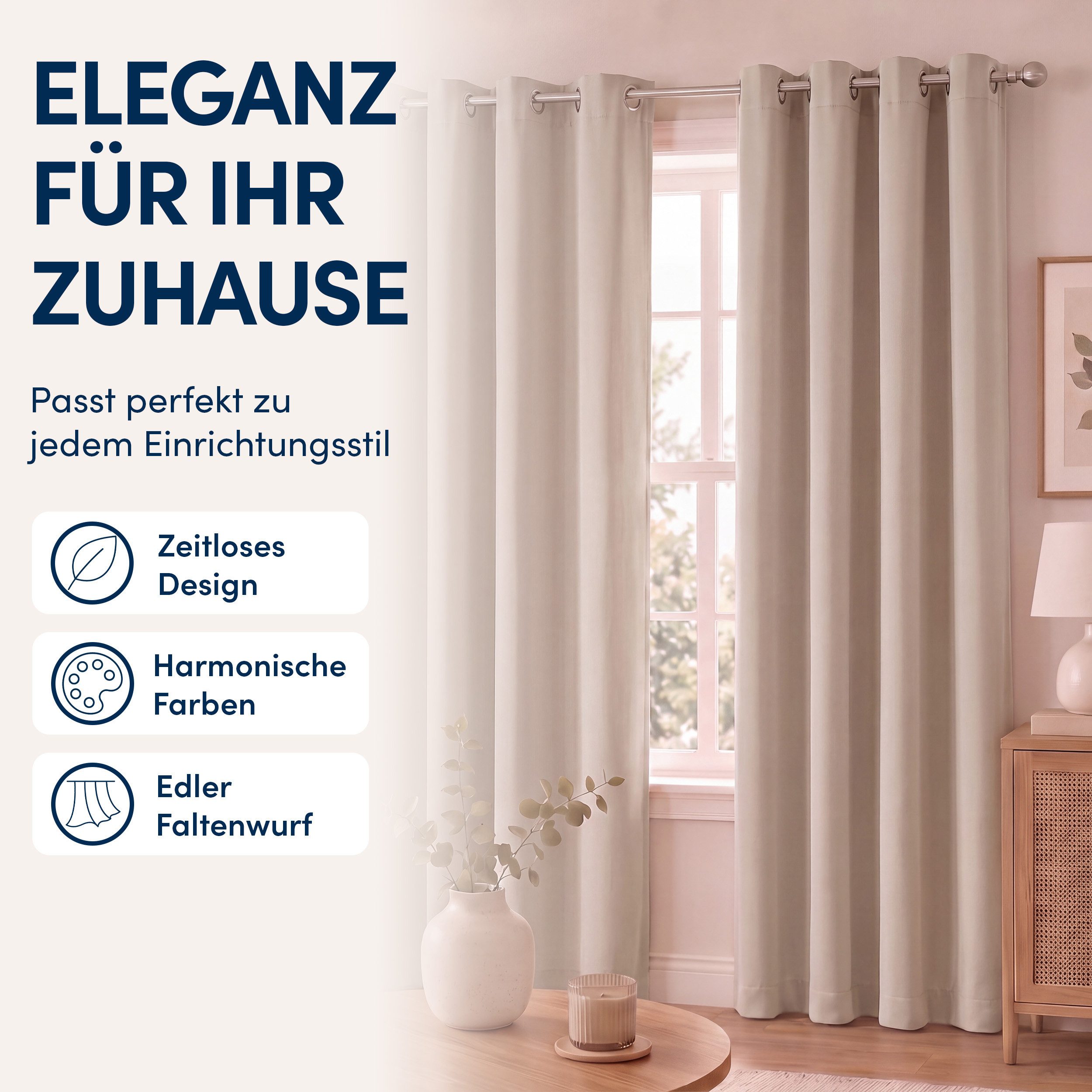 Stoffschmiede Gardine Blickdicht - Kräuselband & Ösen, Ösen – Bild 4 von 5