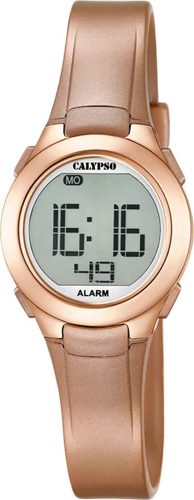 CALYPSO WATCHES Digitaluhr »UK5677/3 Calypso Damen Uhr K5677/3 Kunststoffband«, (Armbanduhr), Damen Armbanduhr rund, PURarmband roségold, Sport
