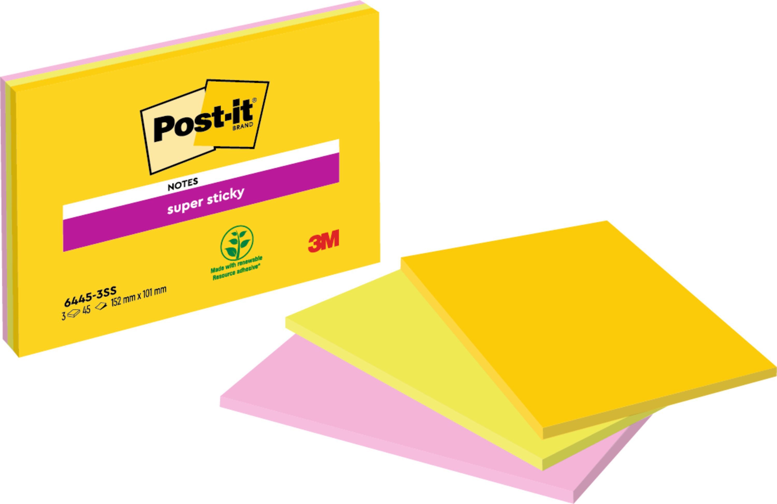 Post-it Super Sticky Haftnotizblock 6445-3SS-EU Haftnotizblock Super Sticky Meeting Notes - 152 x 101 mm n