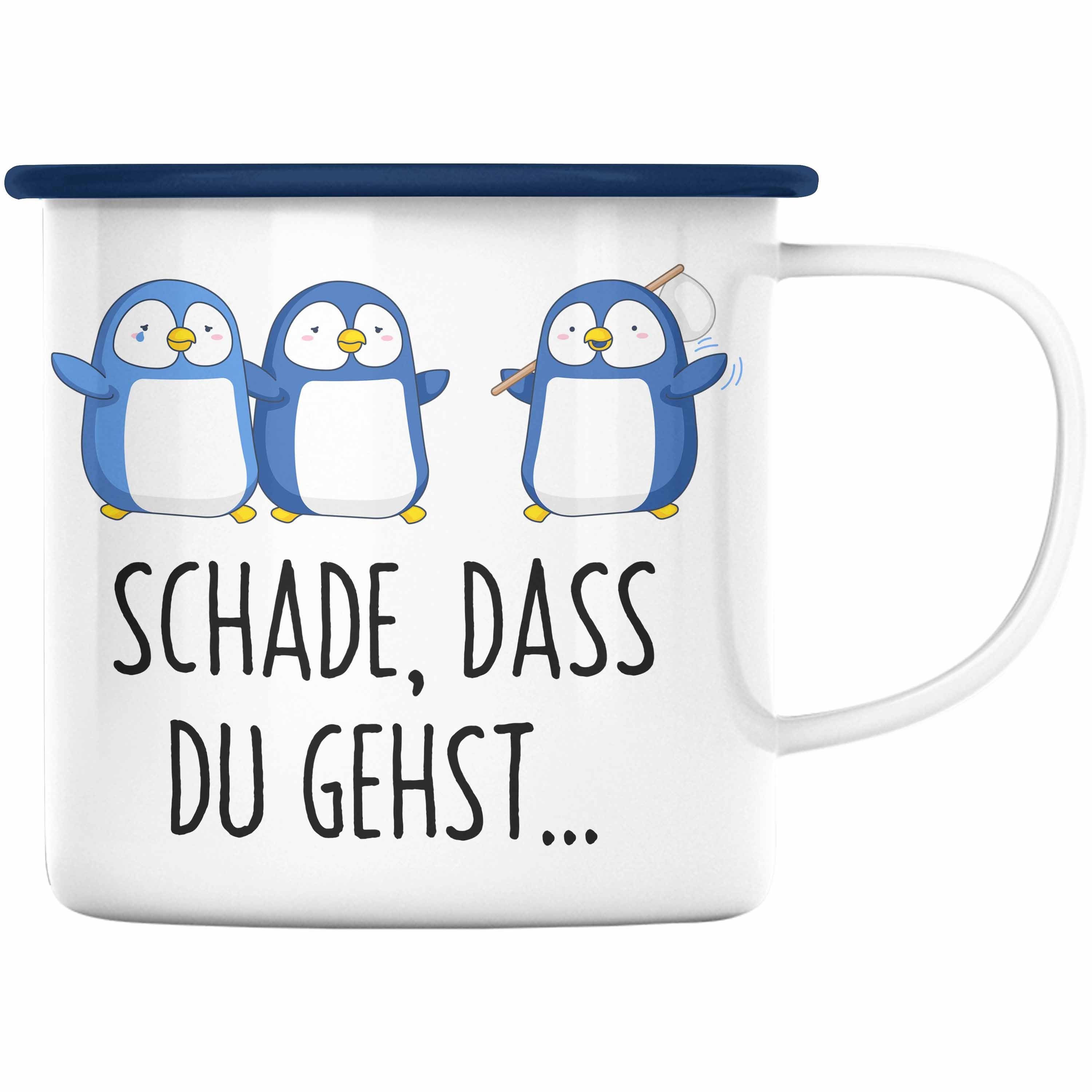 Trendation Thermotasse Trendation - Jobwechsel Schade Dass Lustig Abschied Sprüche Neuer Du Kollege Abschiedsgeschenk Gehst Tasse Emaille Job Kollegin Geschenk Blau