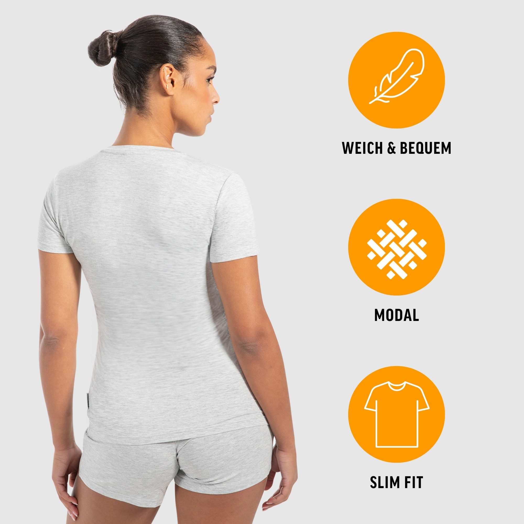 Smilodox T-Shirt Nela Modal, Shaped Fit, Kurzarm V-Neck Shirt, weiches Mate günstig online kaufen