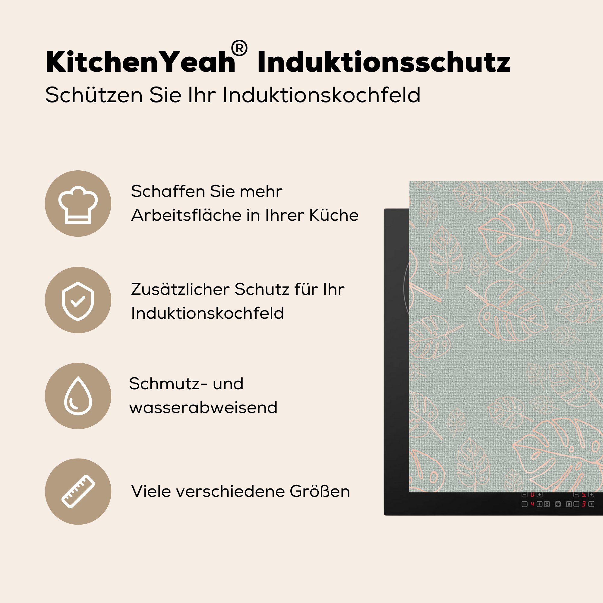 MuchoWow Herdblende-/Abdeckplatte Muster - cm, tlg), die Induktionskochfeld Schutz 81x52 Blau (1 Ceranfeldabdeckung - - Vinyl, Luxus für Rosa, küche