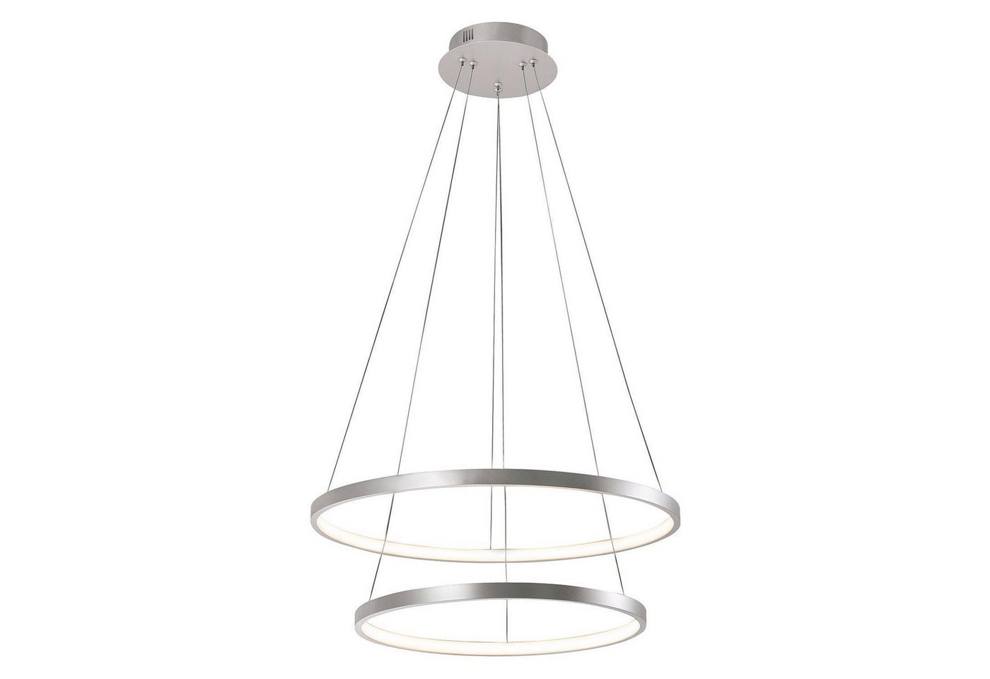JUST LIGHT LED Pendelleuchte HELIKE, 1-flammig, Silbergrau, Kunststoff, Metall, LED fest integriert, Extra-Warmweiß, Höhenverstellbar, Ø 50 x H 120 cm