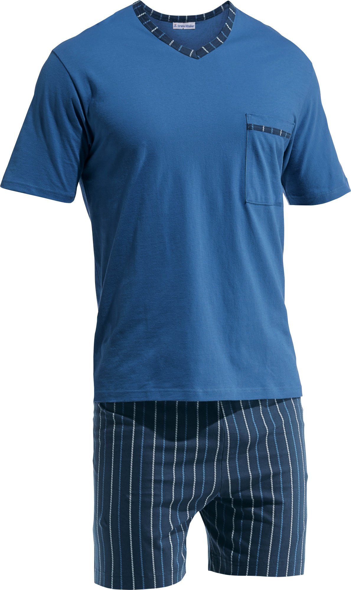 Erwin Müller Pyjama Herren-Shorty Single-Jersey Streifen