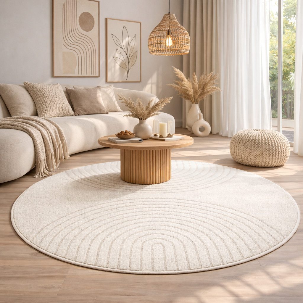 the carpet Teppich Elisa, rund, Höhe: 12 mm, moderner Wohnzimmer Teppich, hohe Flordichte und angenehm weich