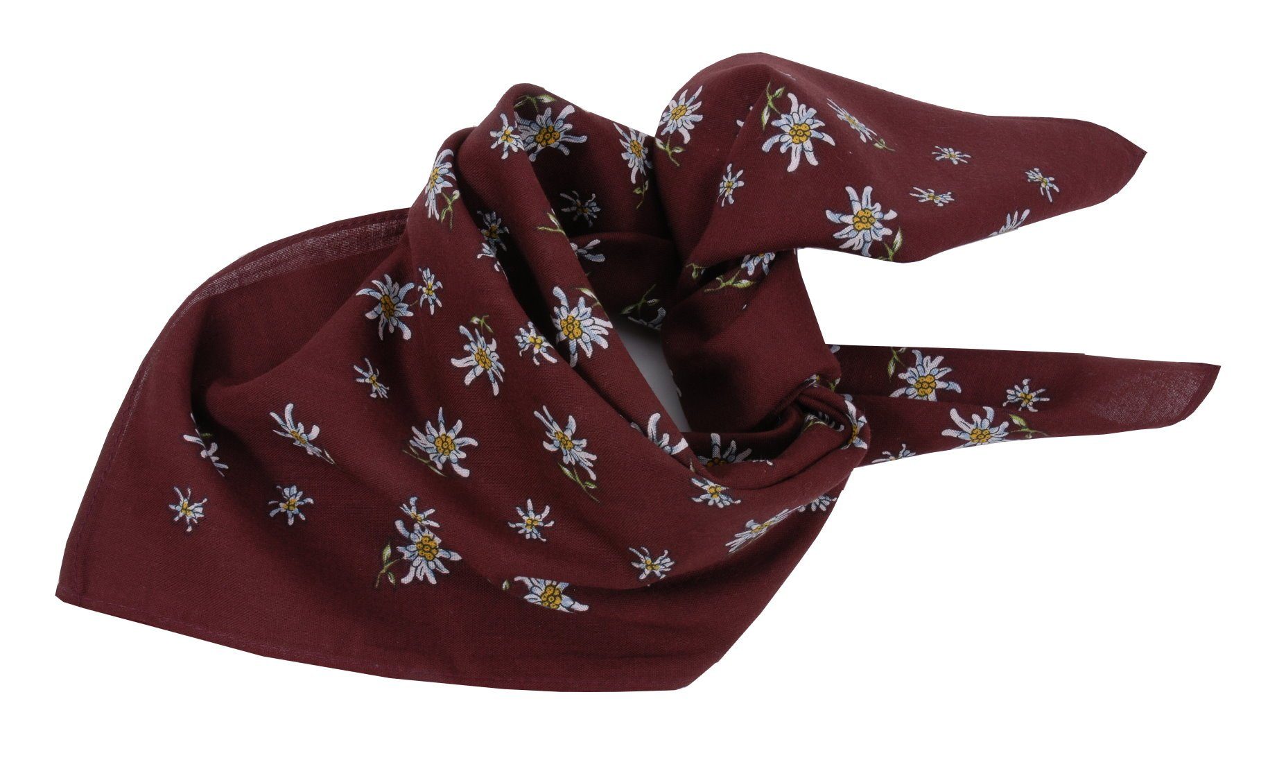 Breiter Flor Edelweiss Pañuelo para traje tradicional Bávaro 100% Algodón, 50 x 50 cm Rosa