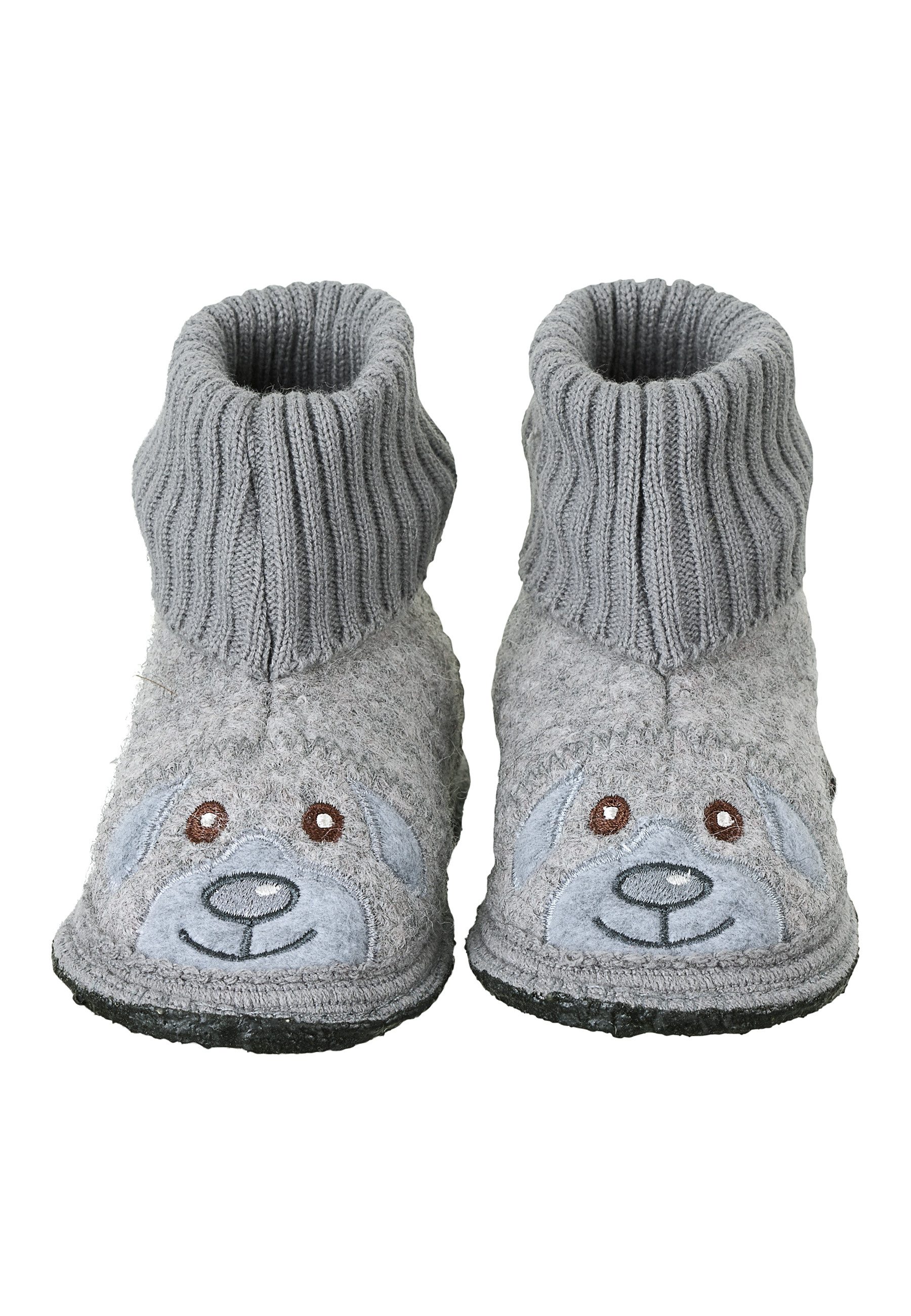 Sterntaler® Hausschuhe Hausschuh Filz-Hausschuhe mit Strickumschlag, Bärmotiv & rutschfester Sohle – Bild 3 von 5
