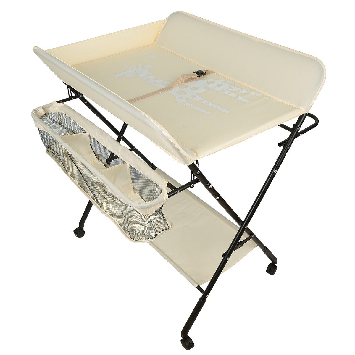 JEOBEST Wickeltisch Wickelauflage Mulde Kommode Unterlage Wickeln Baby Kind (KLAPPBAR), (1-tlg), Höhenverstellbar, Wasserdichte, Staufach, Mit Bremse – Bild 5 von 5