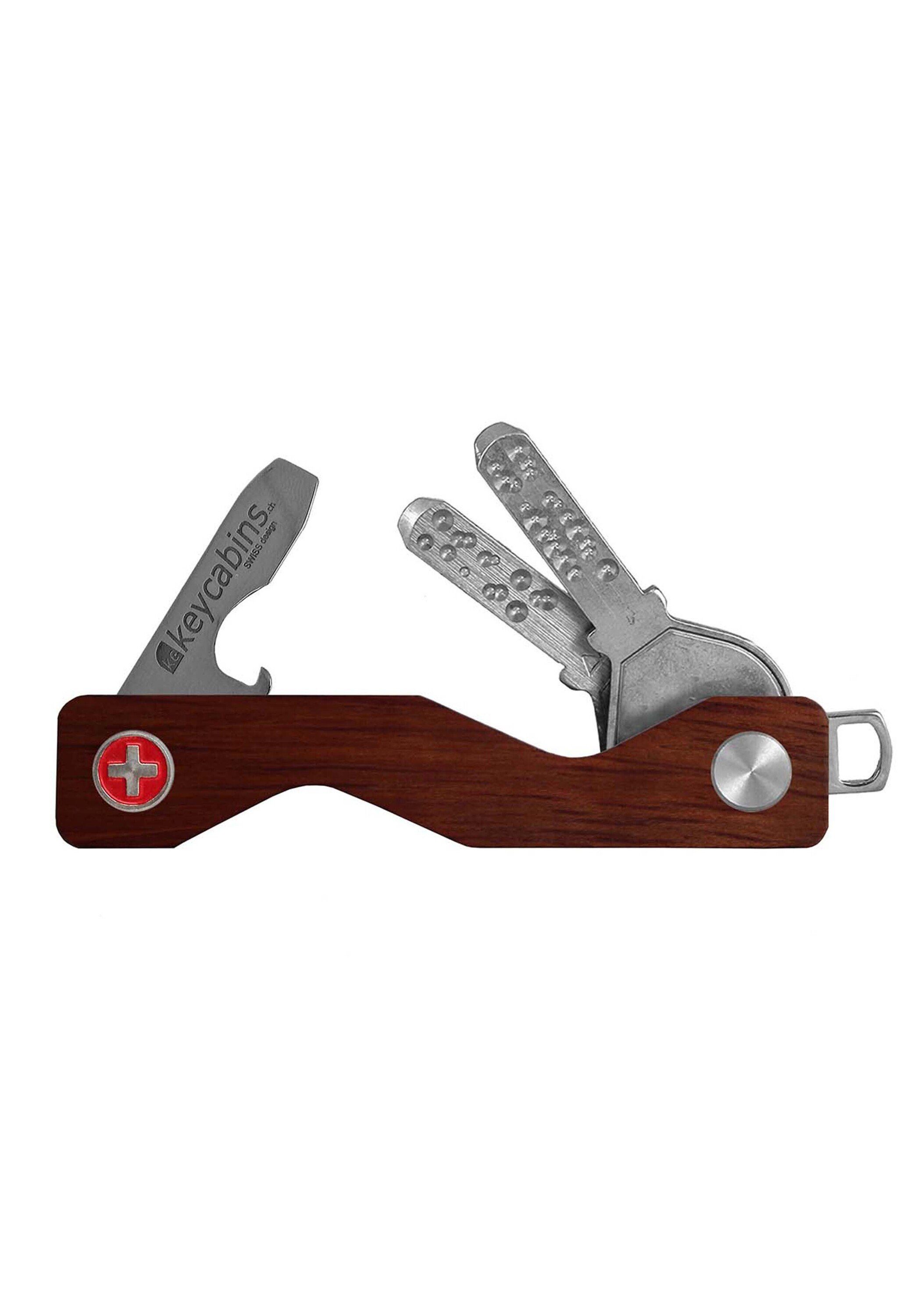 Schlüsselanhänger Wood keycabins made SWISS S3, dunkelbraun