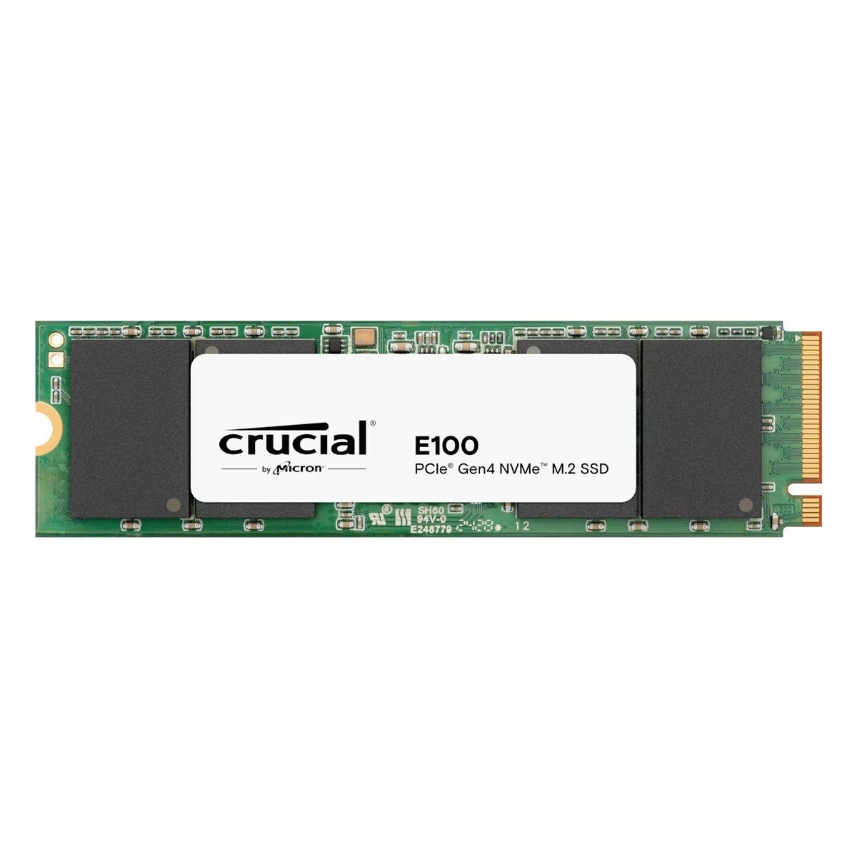 Crucial E100 1TB NVMe SSD Gen4 M.2 1000GB interne SSD (1 TB) M.2" 5000 MB/S Lesegeschwindigkeit, 4500 MB/S Schreibgeschwindigkeit, SLC Cache, ECC, Thermal Protection, TRIM, NVMe Gen4