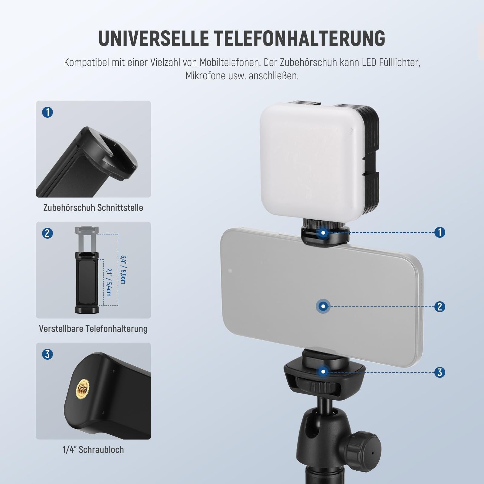 Neewer TS05 160cm Handystativ mit Fernbedienung, für iPhone, Kameras & GoPro Handstativ (Reisestativ für Handys und Kameras vor) – Bild 4 von 5