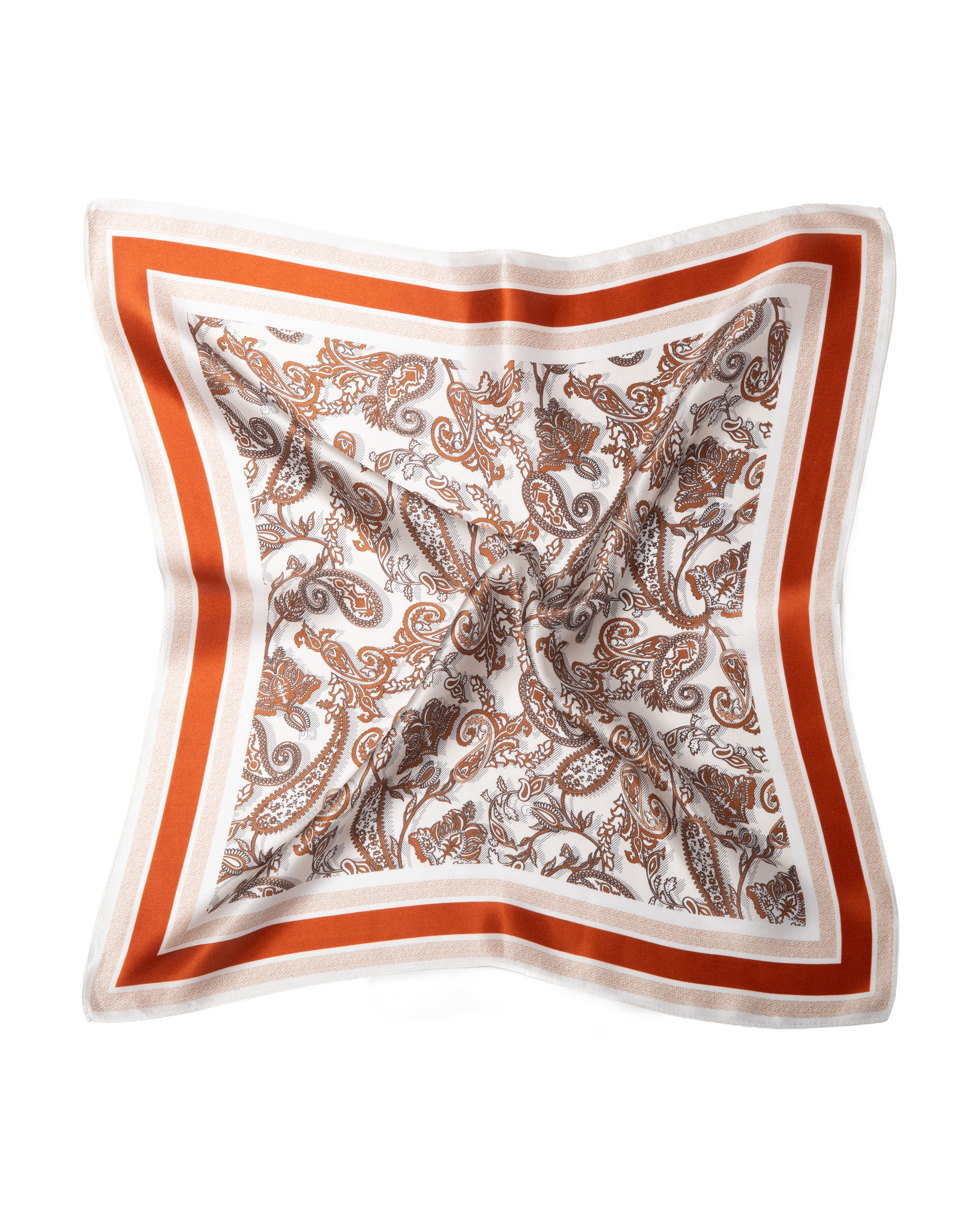 MayTree Seidentuch quadratisch Paisley 53x53 ocker, (Stück), 100% Seide, Trachten, Oktoberfest
