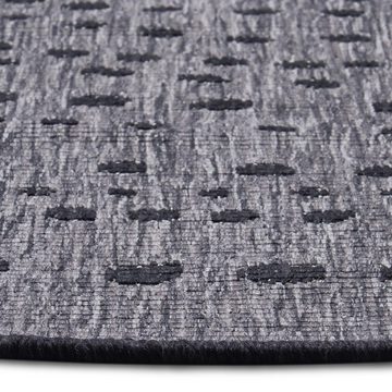 Teppich In- & Outdoor Wendeteppich Bali Schwarz Silber rund, NORTHRUGS, rund, Höhe: 5 mm