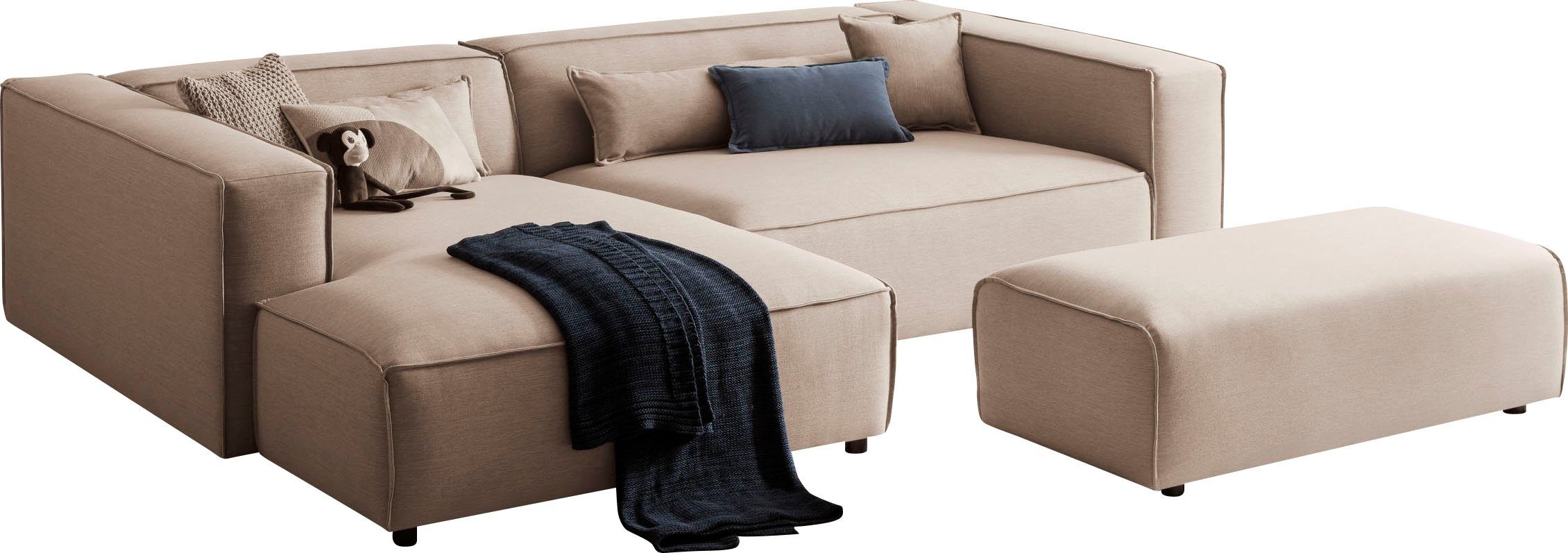 LeGer Home by Lena Gercke Ecksofa PIARA XXL, L-Form, Schlaffunktion, Cord, günstig online kaufen