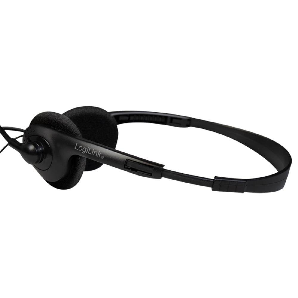 mit Mikrofon Kopfhörer schwarZ verstellbar) LogiLink (Mikrofon Stereo-Headset