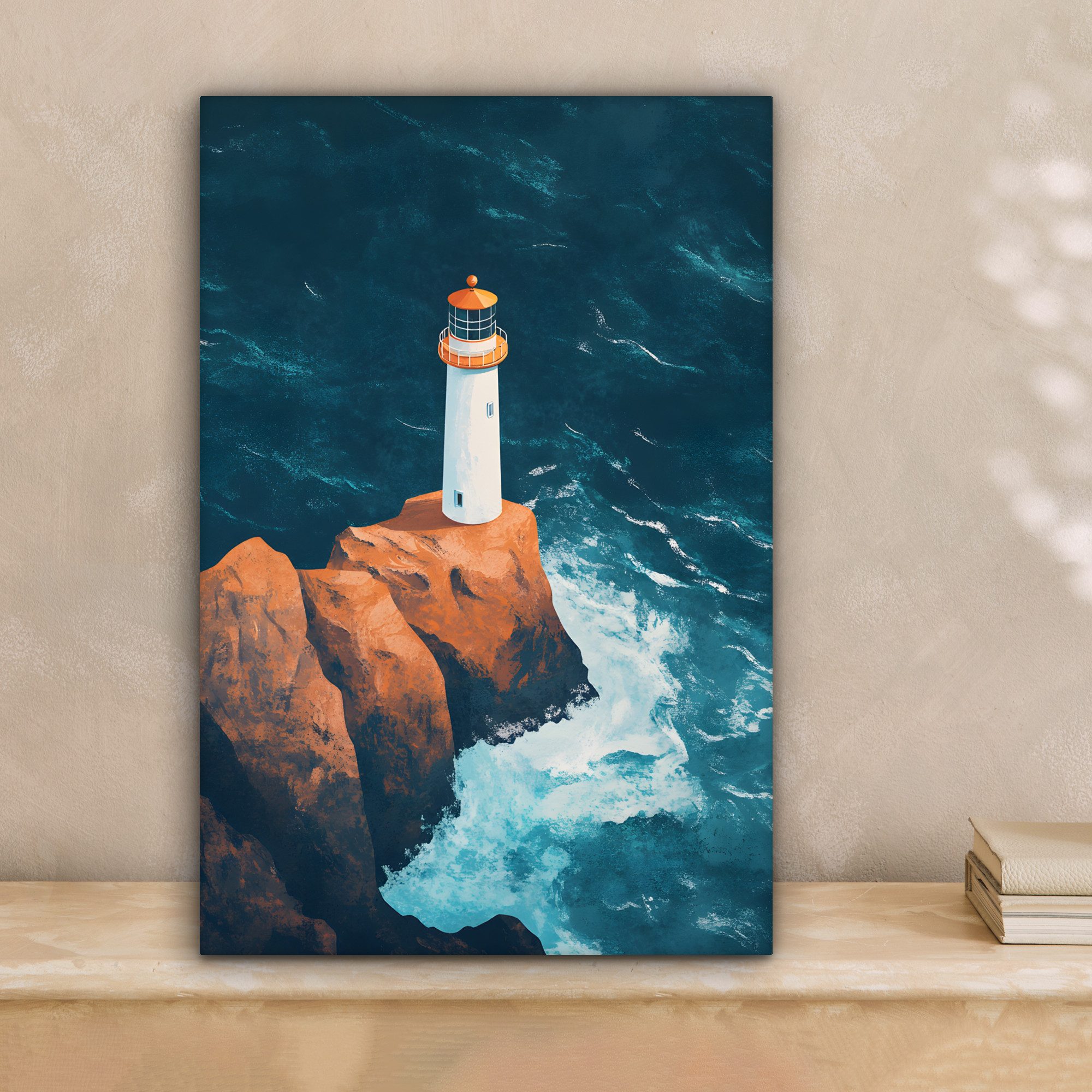 OneMillionCanvasses® Leinwandbild Leuchtturm - Felsen - günstig online kaufen