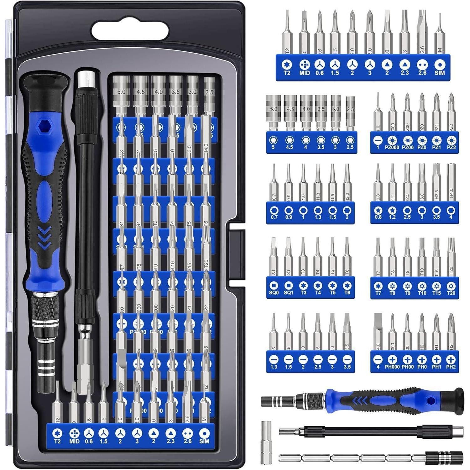 LuxusKollektion Bit-Schraubendreher 62 in 1 Feinmechaniker Schraubendreher Set Magnetisch Mini Reparatur