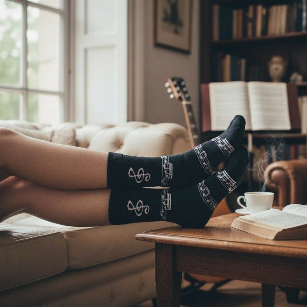 mugesh Freizeitsocken Musik Socken Notenschlüssel für Musiker günstig online kaufen