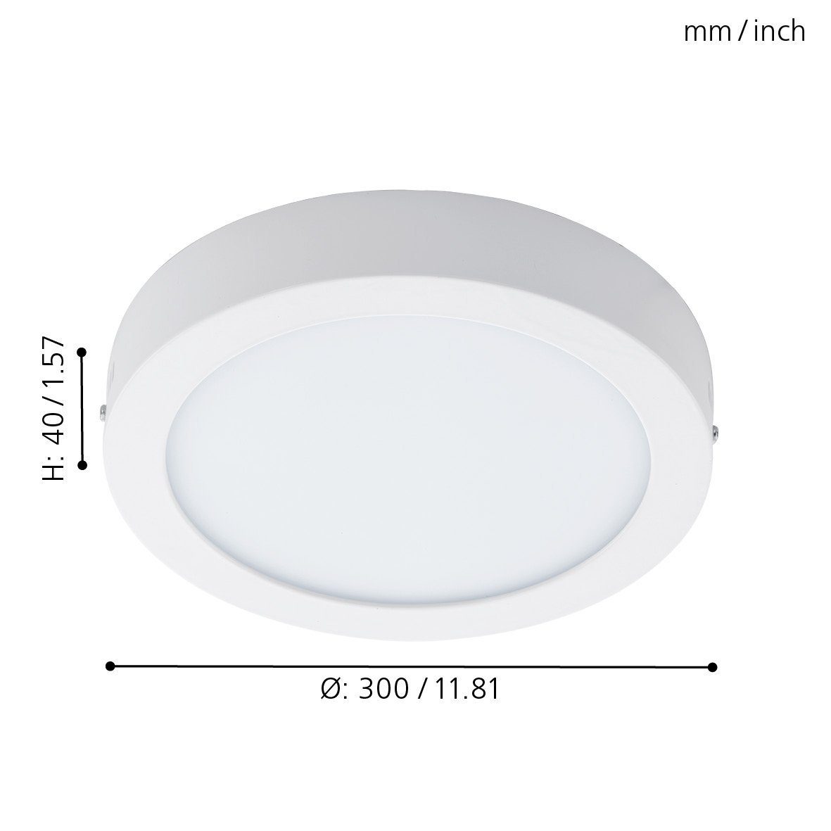 EGLO Aufbauleuchte Fueva 1, Leuchtmittel inklusive, Deckenlampe, Metallguss und Kunststoff, Weiß, Ø30 cm, warmweiß, IP44