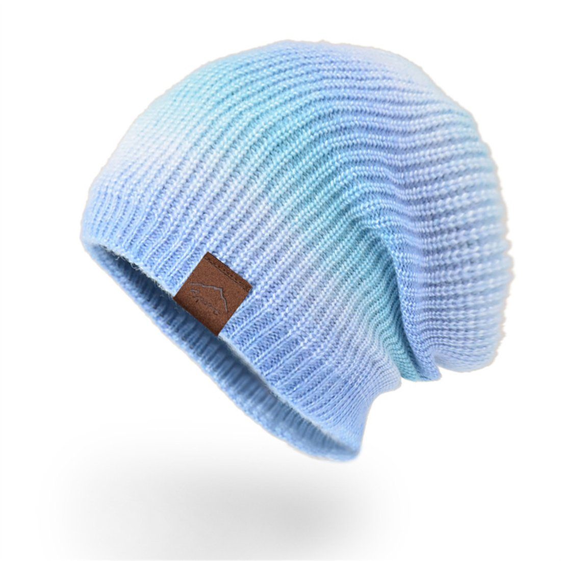 Winter Strickmütze, Farbverlauf Retro DÖRÖY Wollmütze blau Unisex Strickmütze Tie-Dye warme