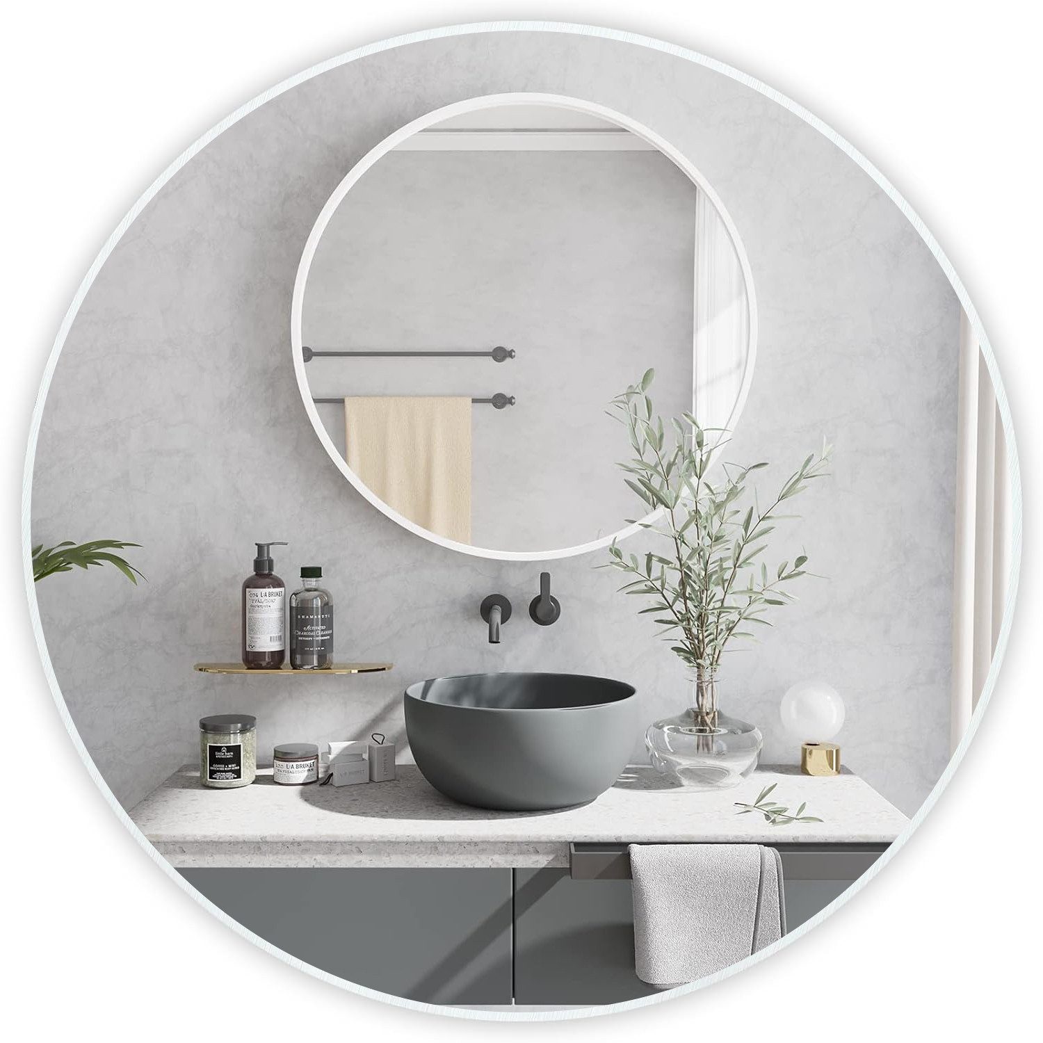NAIMP Wandspiegel Rund Wandspiegel 60cm mit günstig online kaufen