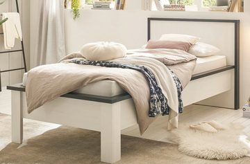 Furn.Design Einzelbett Stove (Bett in weiß und Anthrazit, Landhaus, Liegefläche 90 x 200 cm), höhenverstellbar