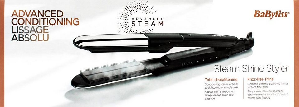 BaByliss Glätteisen Steam Shine Styler, 5 Temperaturstufen 150°C - 230°C