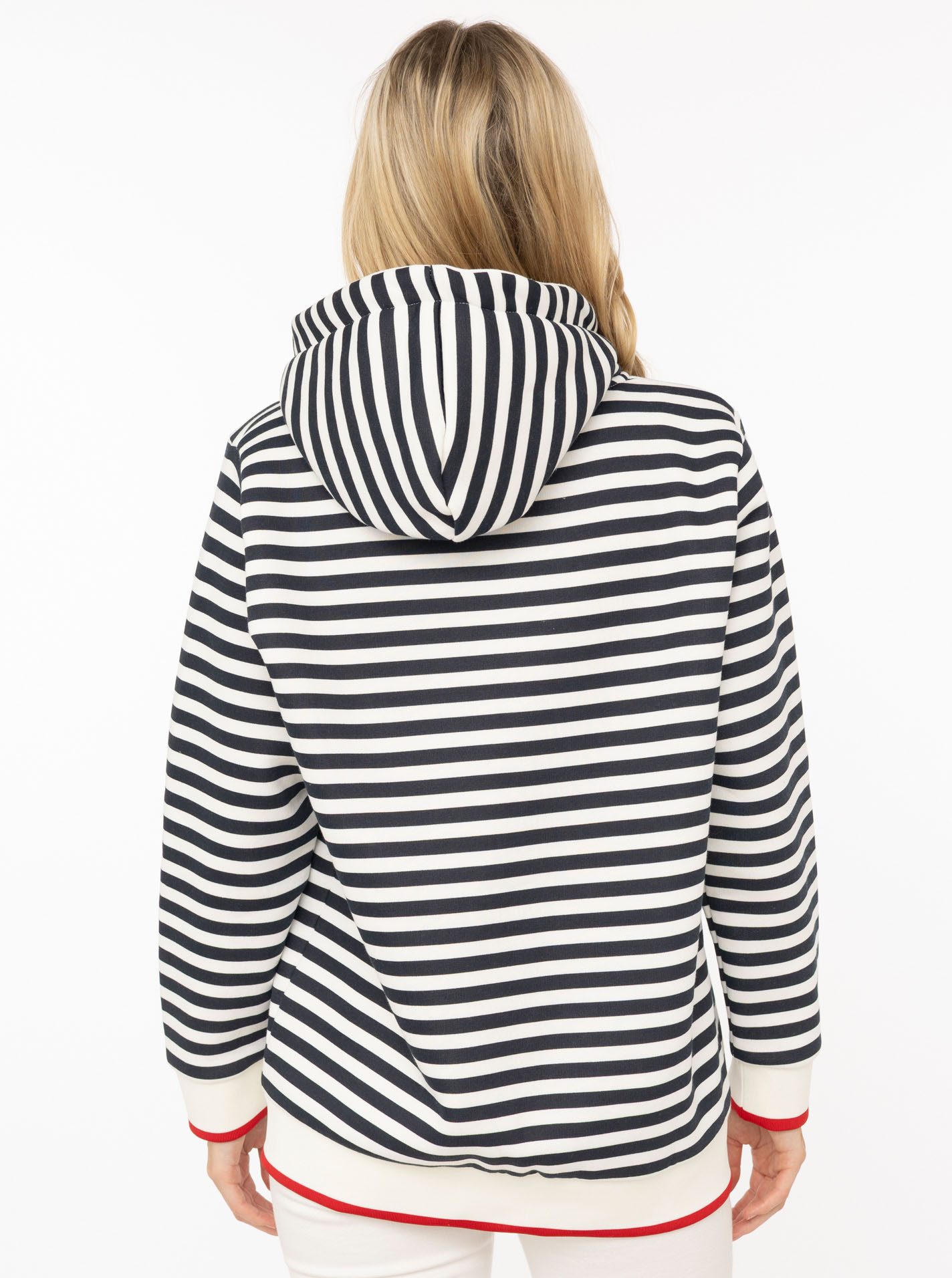 Zwillingsherz Kapuzensweatjacke "Maritim" gestreift, Kapuze mit Kordel und Herzen, Taschen, Zipper – Bild 3 von 5