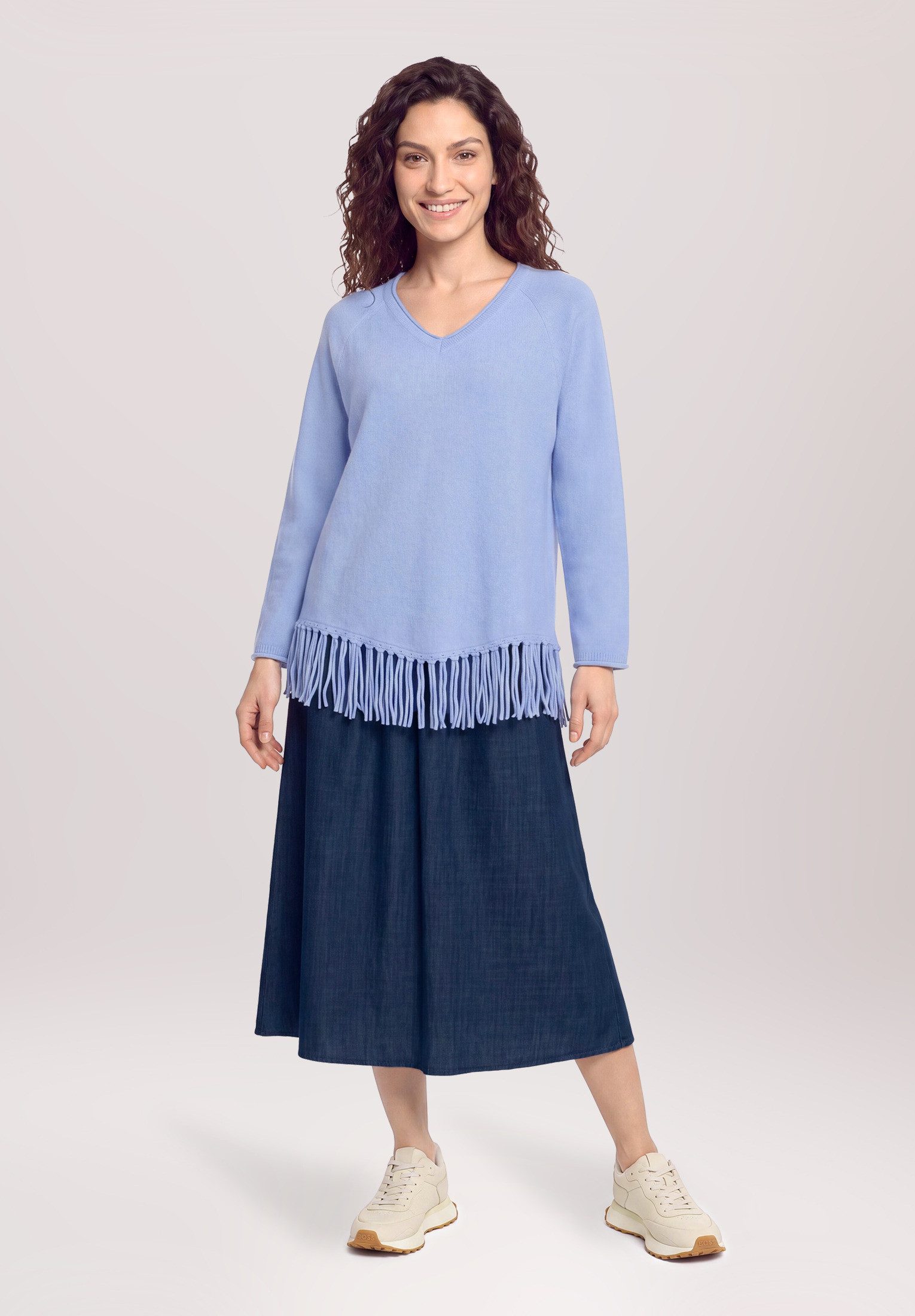 Cartoon Strickpullover Damen mit V-Ausschnitt (1-tlg)