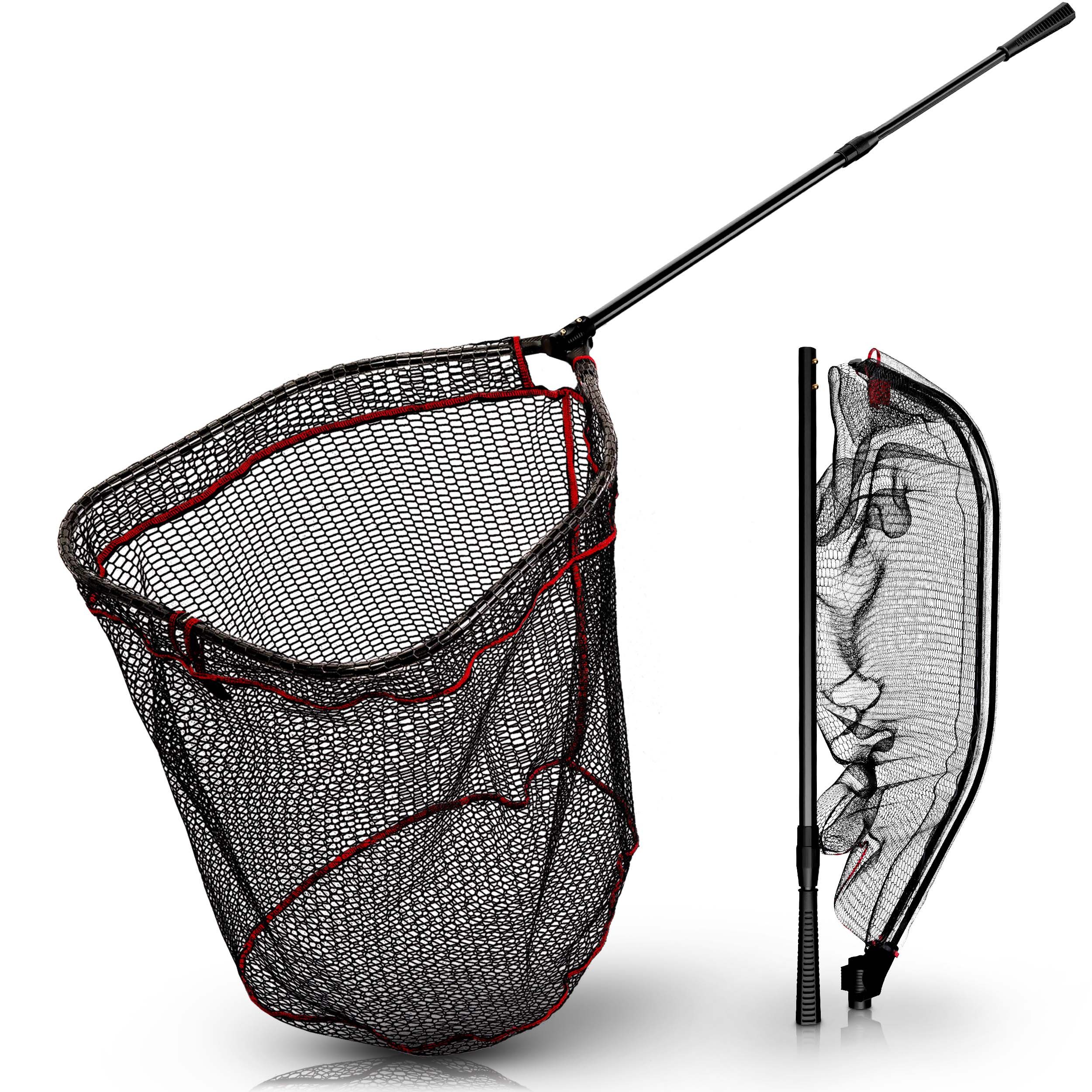 Paradox Fishing Angelkescher gummierter Raubfischkescher 1,7m, 120-170cm Länge, Kescherkopf: 60*50*55cm, gummiertes Netz
