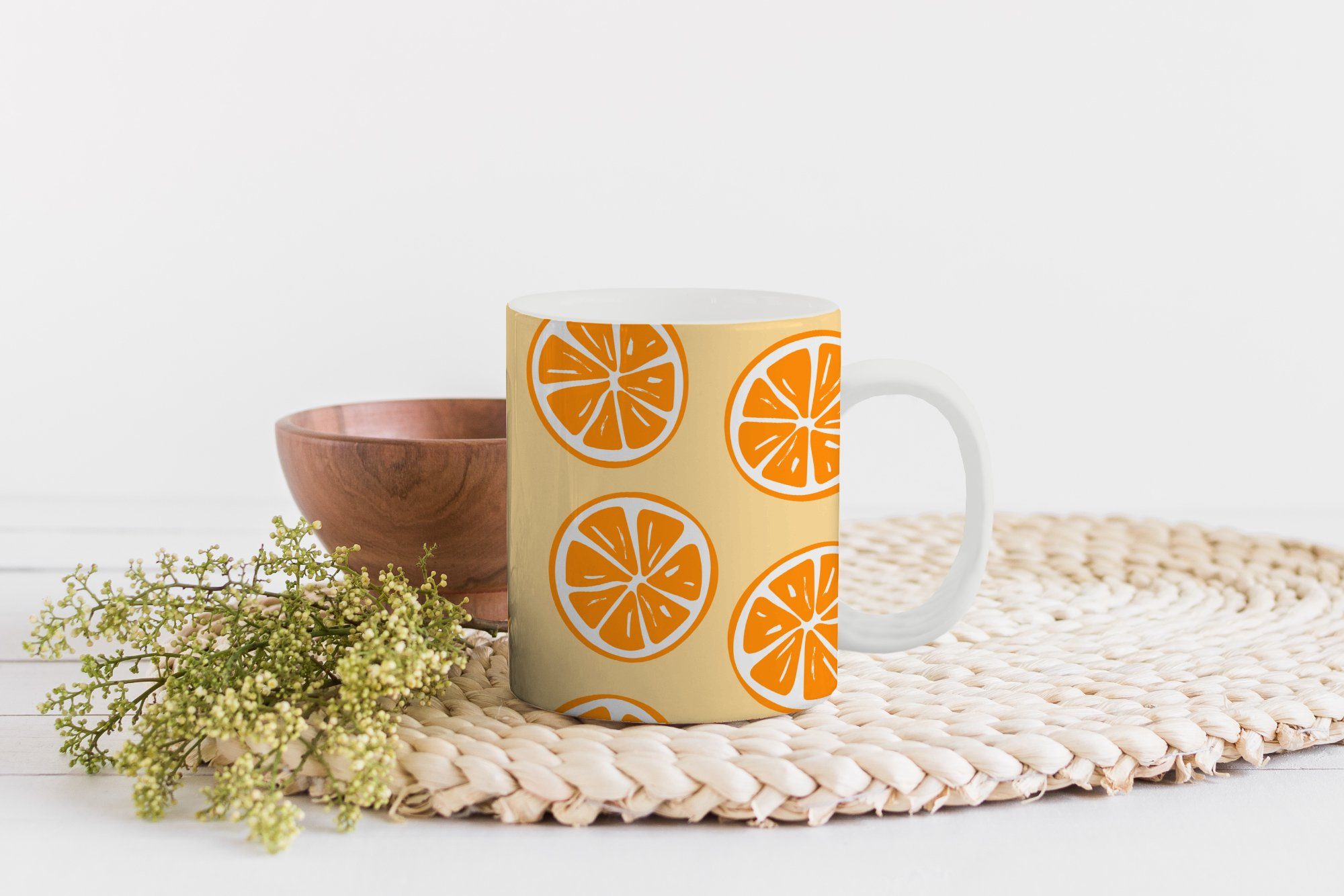 Orange - Tropisch, MuchoWow Keramik, Becher, Teetasse, - Obst Teetasse, Geschenk Kaffeetassen, Tasse