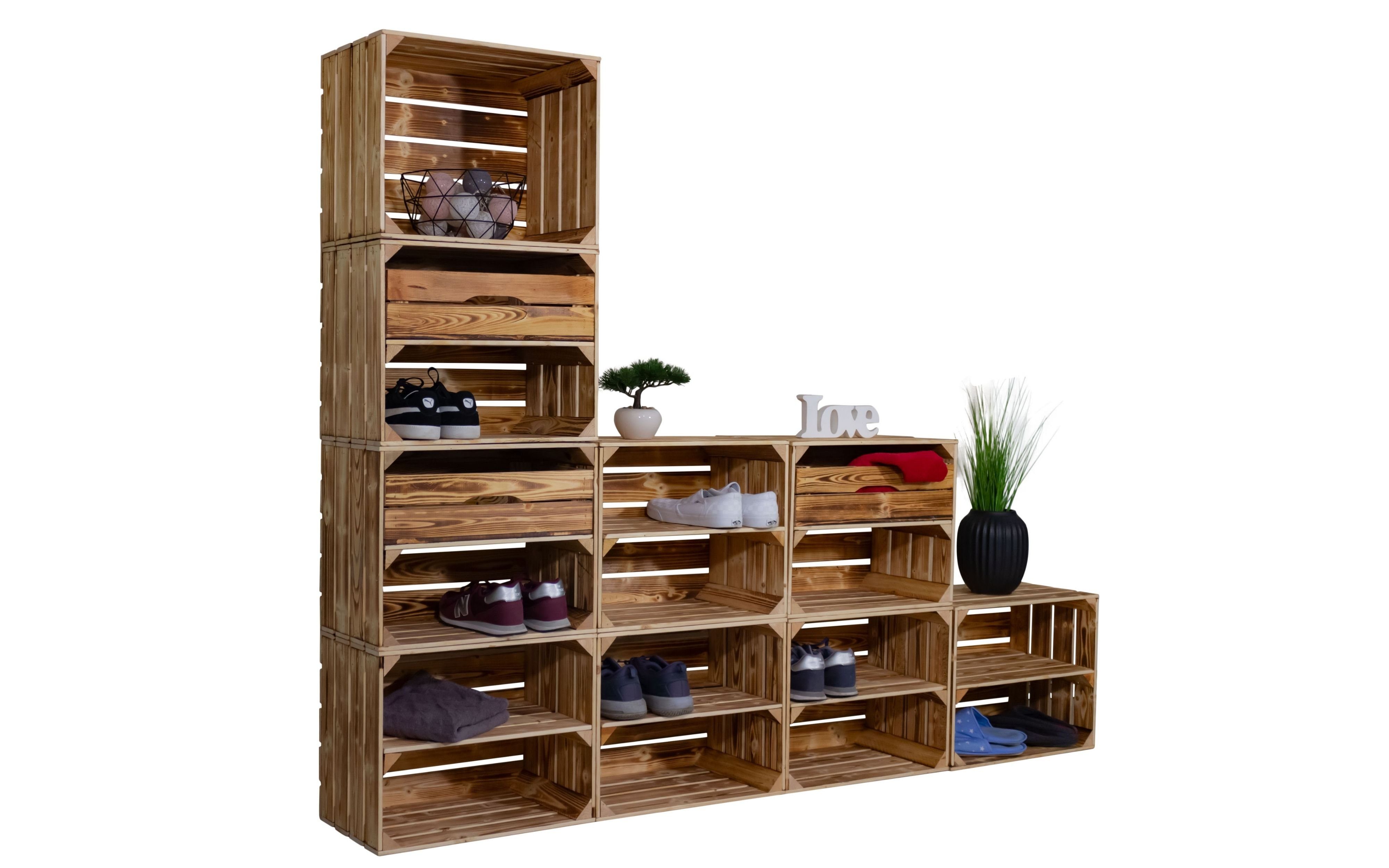 Kistenkolli Altes Land Allzweckkiste Schuhregal mit 17 Ebenen Schuhschrank, günstig online kaufen