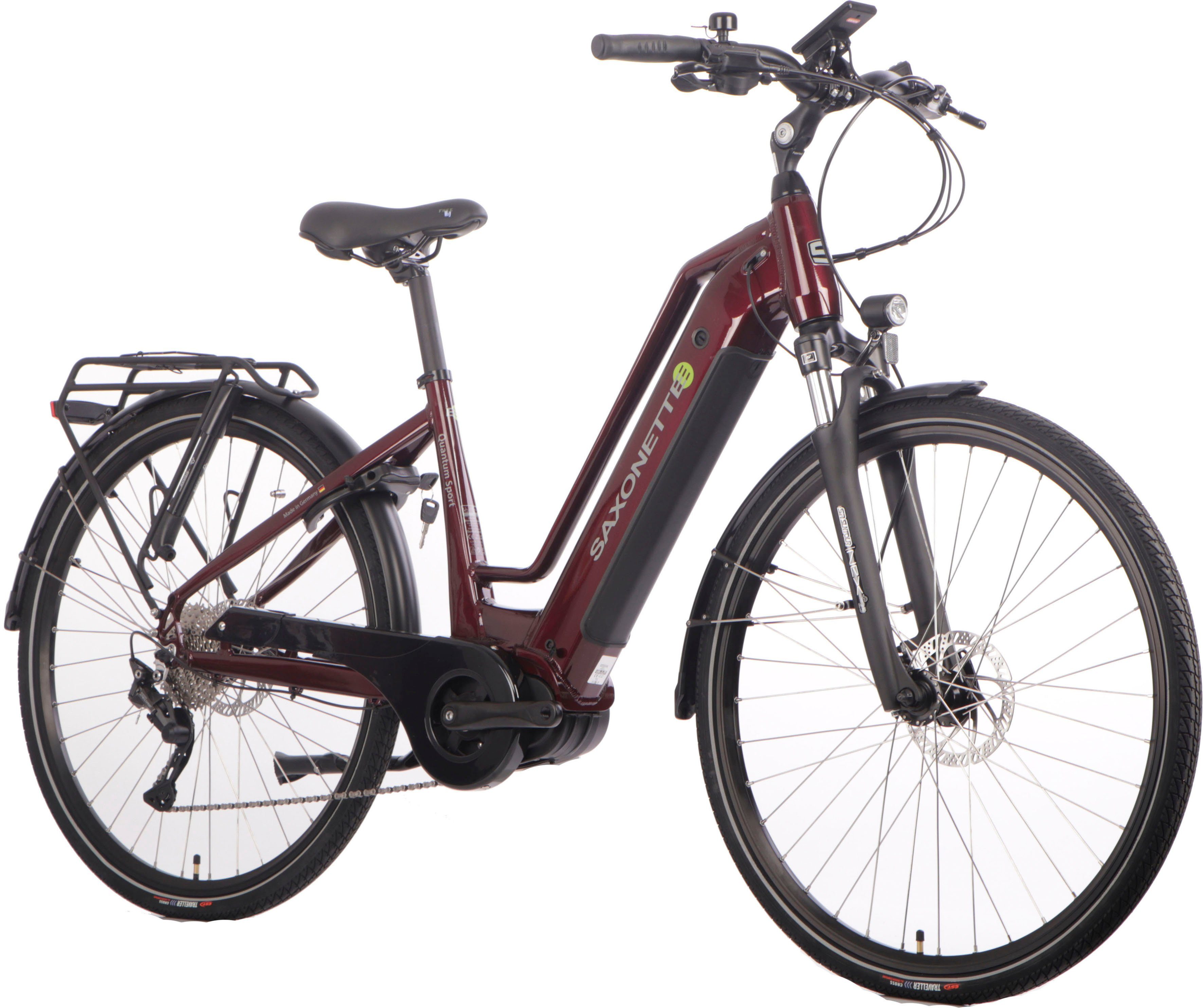 SAXONETTE E-Bike Trekkingrad Quantum Sport, 10 Gang Shimano, Kettenschaltung, Mittelmotor, 540 Wh, Pedelec, Elektrofahrrad für Damen u. Herren