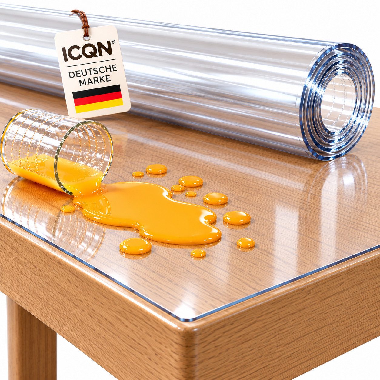 ICQN Tischdecke Transparente PVC Tischschutzfolie 2 mm, kratzfest & hitzebeständig