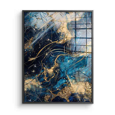 DOTCOMCANVAS® Acrylglasbild Blue Thunder - Acrylglas, Acrylglasbild Abstrakte Kunst moderne Kunst hochkant gold schwarz blau
