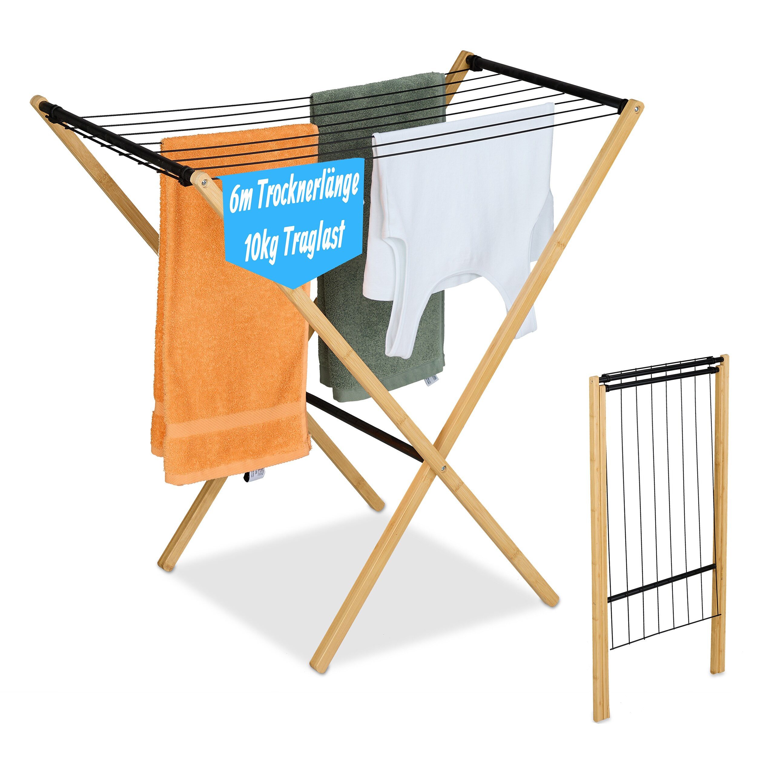 relaxdays Рама для сушки белья Klappbarer Рама для сушки белья, Holz / Schwarz