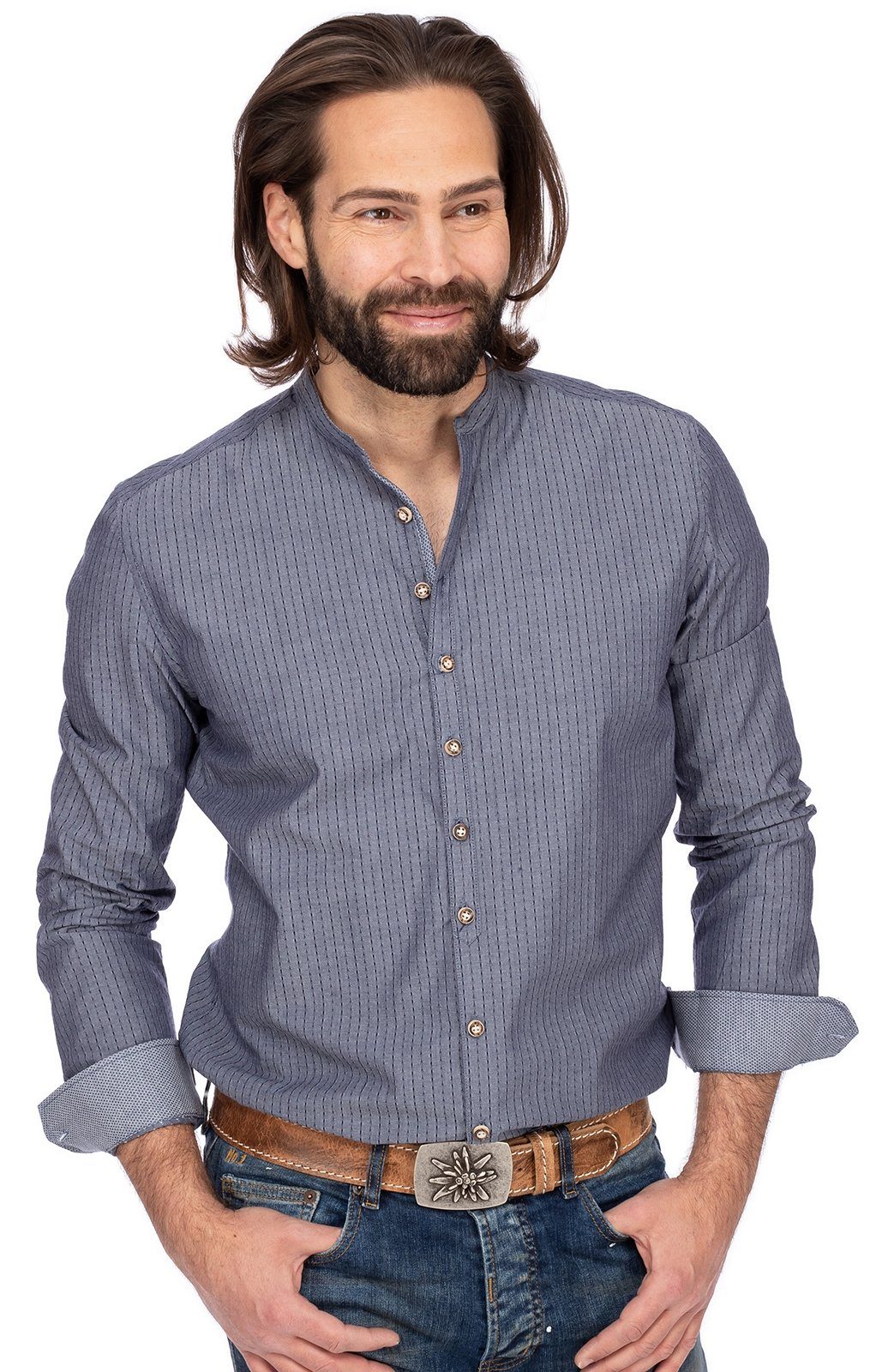 OS-Trachten Trachtenhemd »Stehkragenhemd JANNES blau« online kaufen | OTTO