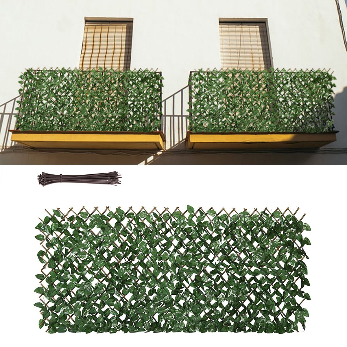 Sekey Weidenzaun »Ausziehbarer Weidenzaun Sichtschutz mit Blätter Deko Wand«