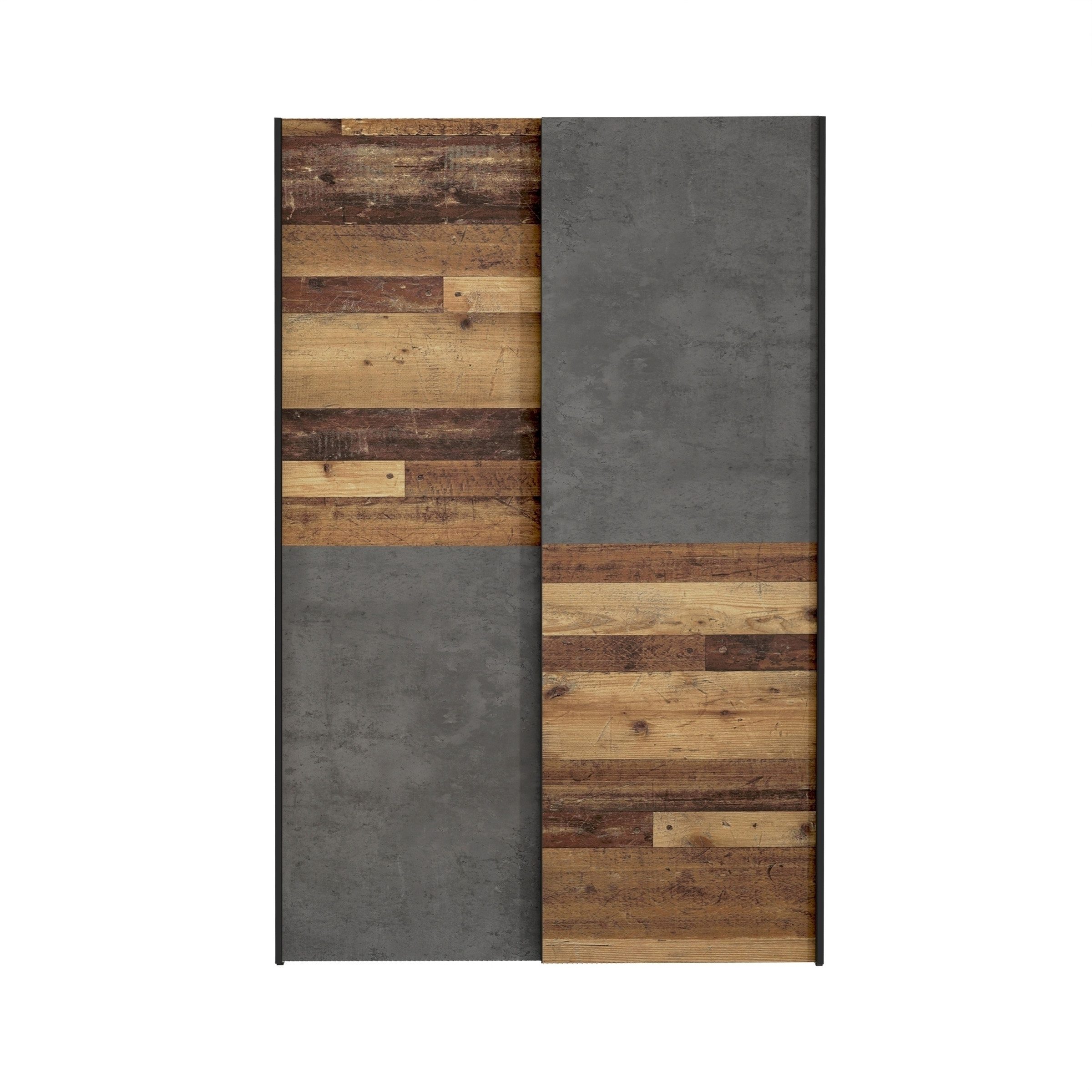 freiraum Kleiderschrank OZZULA in Old – Wood Vintage / Betonoptik Dunkelgrau