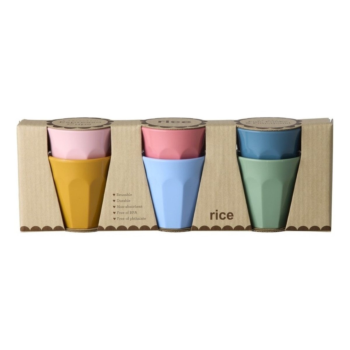 rice Espressotasse Espressobecher Set 6er 80 ml Melamin spülmaschinengeeignet