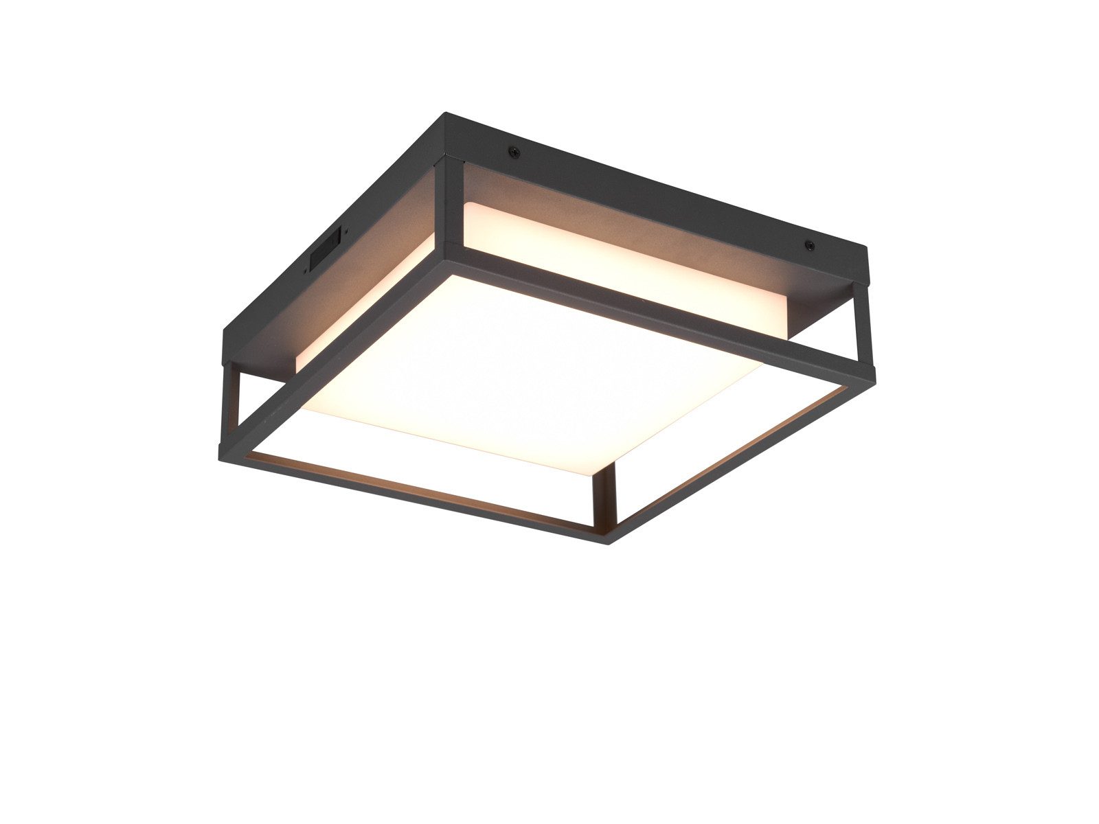 TRIO Leuchten LED Außen-Deckenleuchte, Lichttemperatur einstellbar, LED fest integriert, Warmweiß, Neutralweiß, mit Metall Rahmen Anthrazit zur Hausbeleuchtung 30 x 30cm