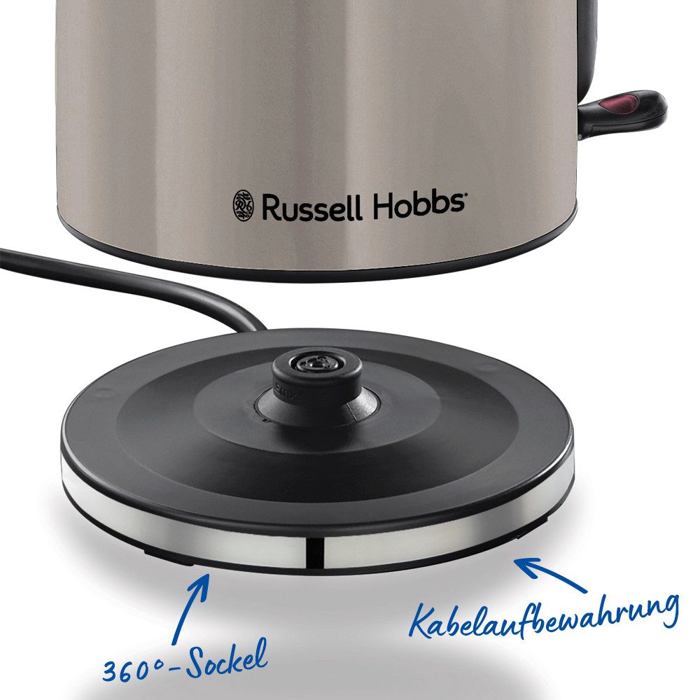 RUSSELL HOBBS Wasserkocher Colours Plus+ Mocha 28511-70, 1,7 l, 2400 W, Edelstahl, Schnellkochfunktion, Perfect-pour-Ausgustülle, Kalkfilter – Bild 4 von 5