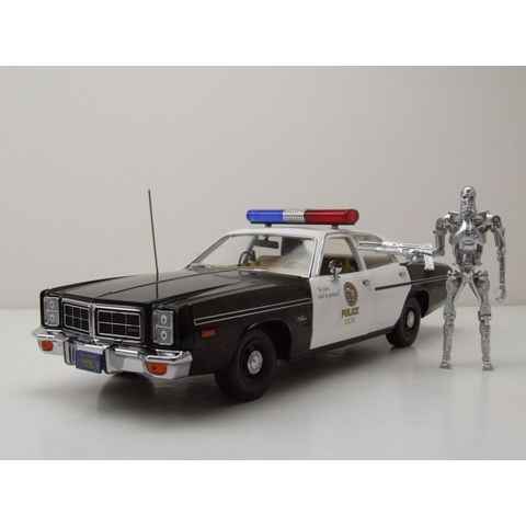 GREENLIGHT collectibles Modellauto Dodge Monaco 1977 Police Terminator mit T-800 Endoskelet Figur Modella, Maßstab 1:18